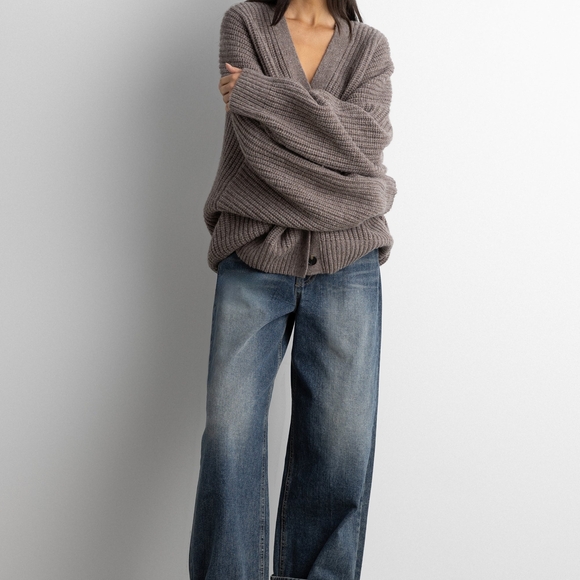 OAK + FORT Taupe Women's Cardigan New!! O/S - Picture 3 of 6